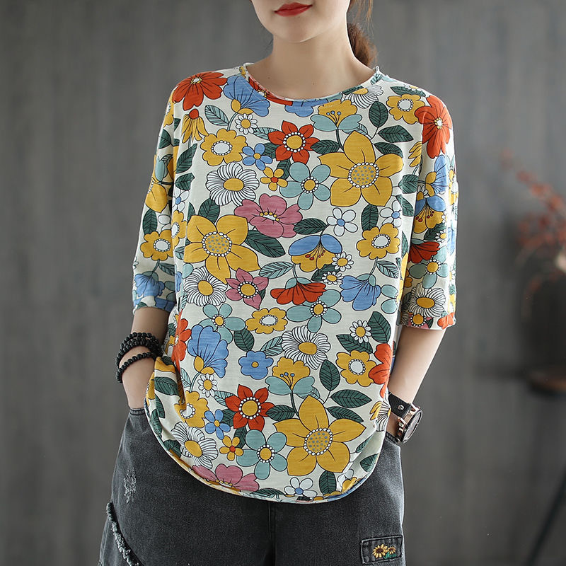 オーバーサイズTシャツ 花園の詩 ゆったりトップス