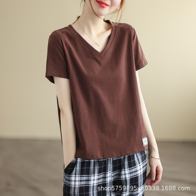 オーバーサイズTシャツ ゆったり着心地 深めＶネックＴシャツ