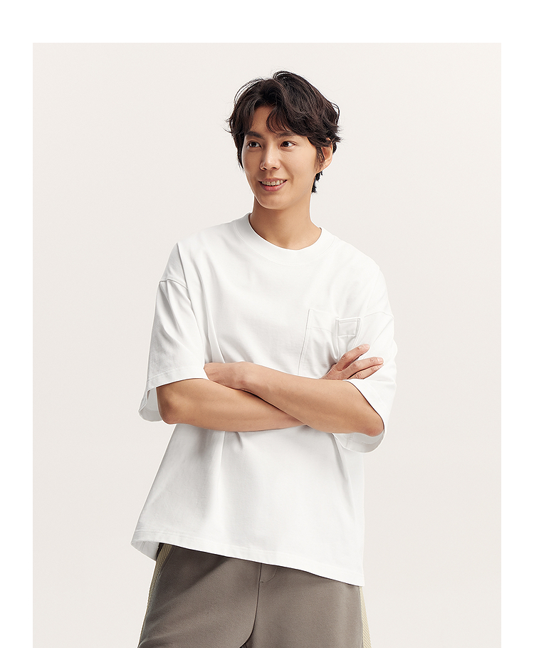 オーバーサイズTシャツ ゆったりポケット付き半袖カットソー