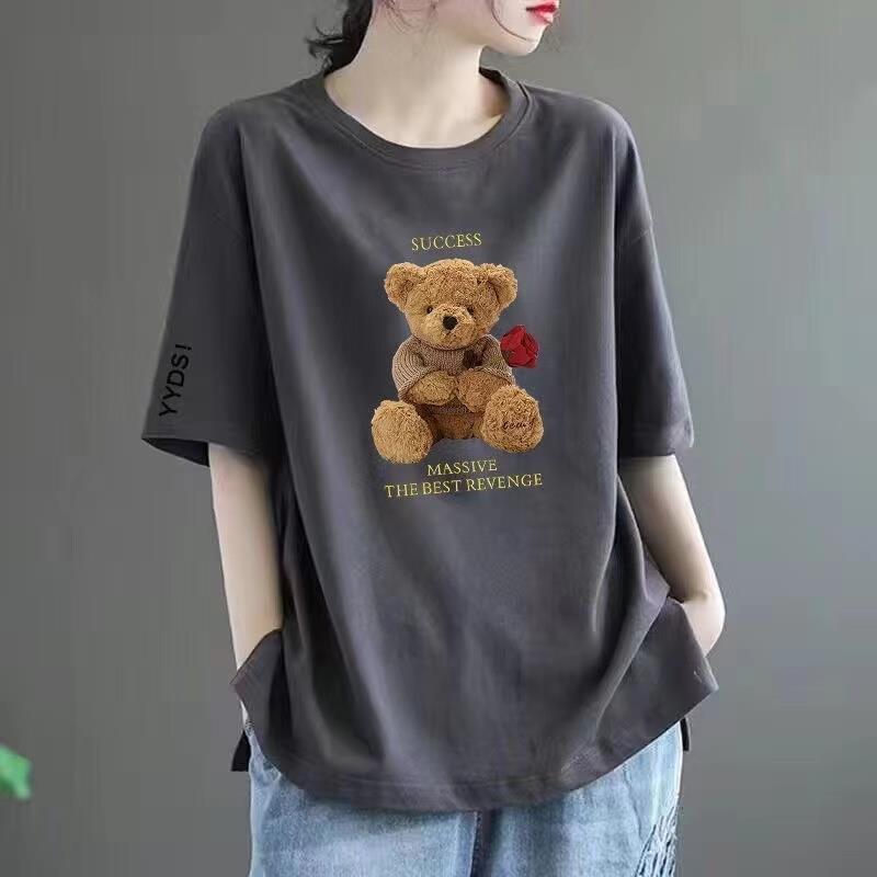オーバーサイズTシャツ イラスト柄ゆったりカジュアル半袖