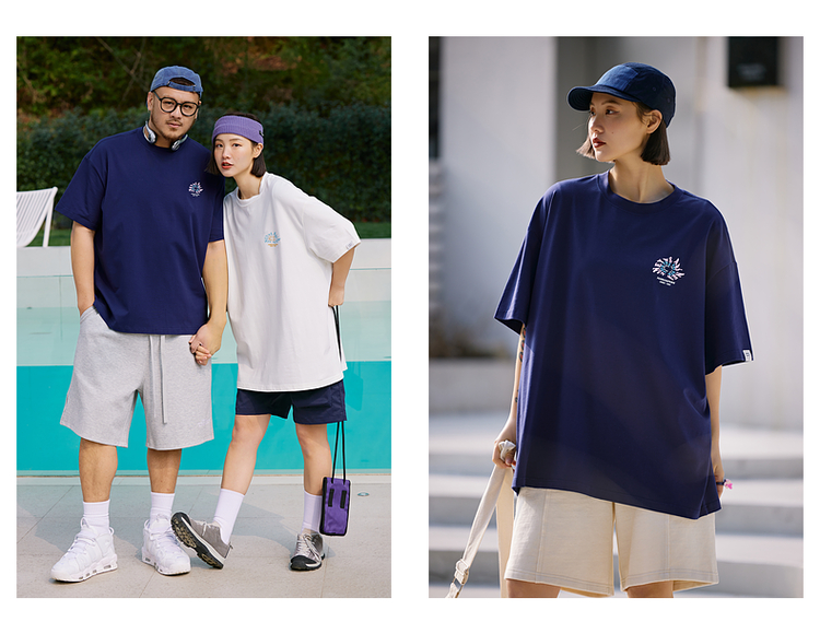 オーバーサイズTシャツ 夏空ワンポイント刺繍ゆったりＴシャツ