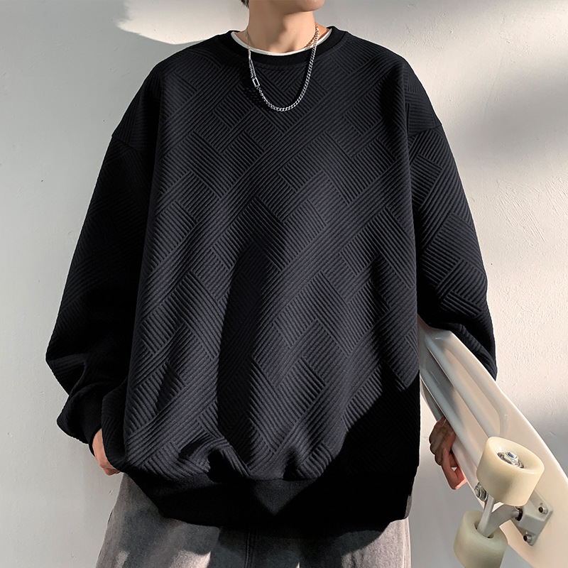 オーバーサイズTシャツ 幾何学模様プルオーバー長袖オーバーサイズトップス