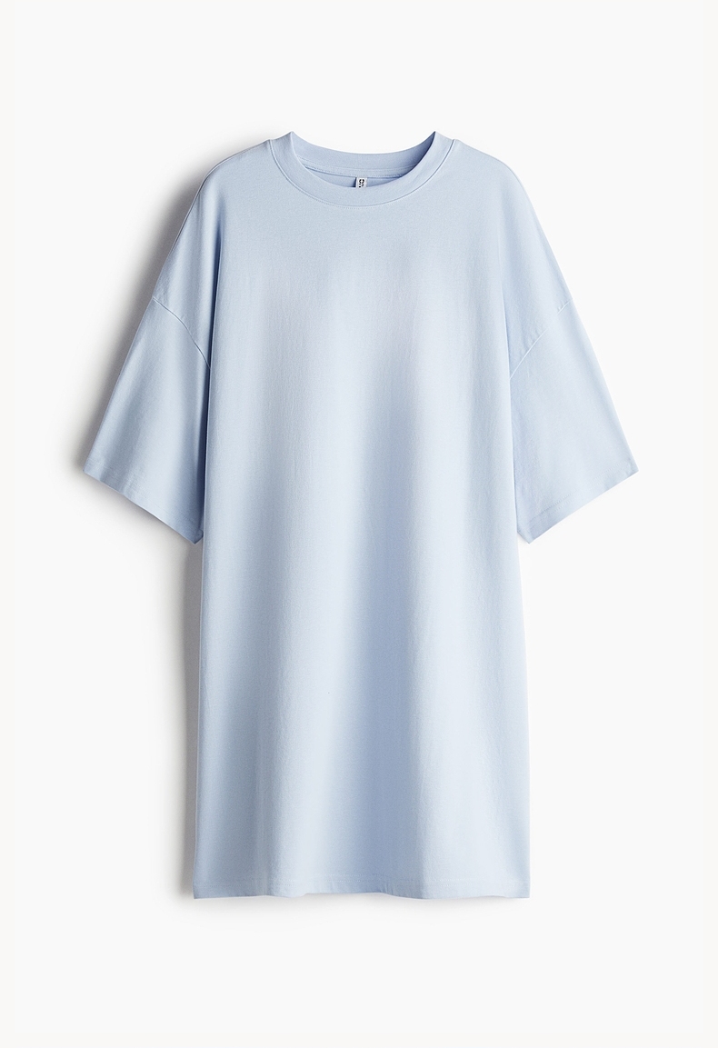 オーバーサイズTシャツ ゆったり横縞ミニワンピース