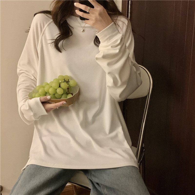 オーバーサイズTシャツ サイドリボンデザイン長袖ゆったりトップス