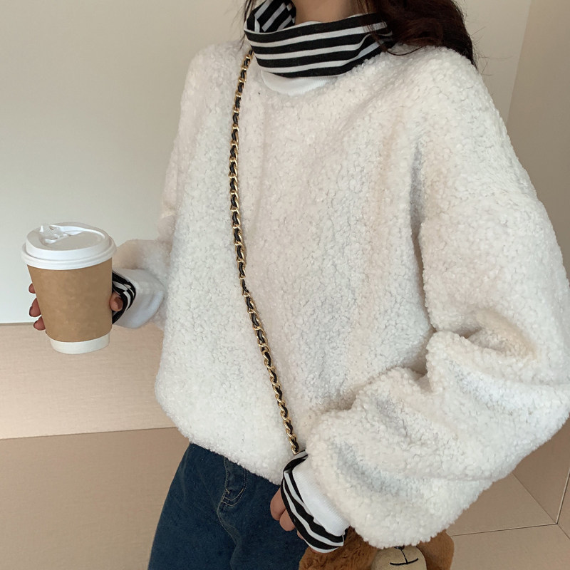 オーバーサイズTシャツ もこもこボアレイヤード風オーバーサイズトレーナー