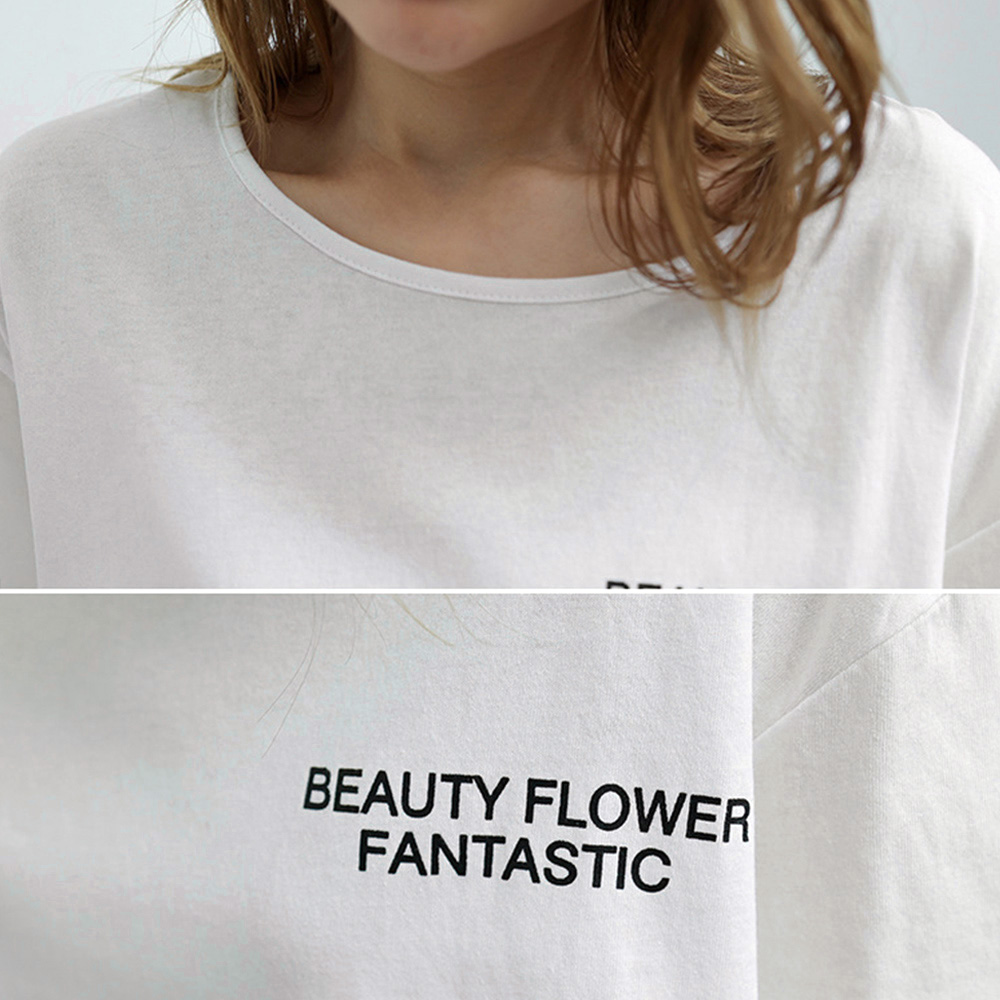 オーバーサイズTシャツ 韓国風ロゴ入りオーバーサイズ半袖シャツ レディース