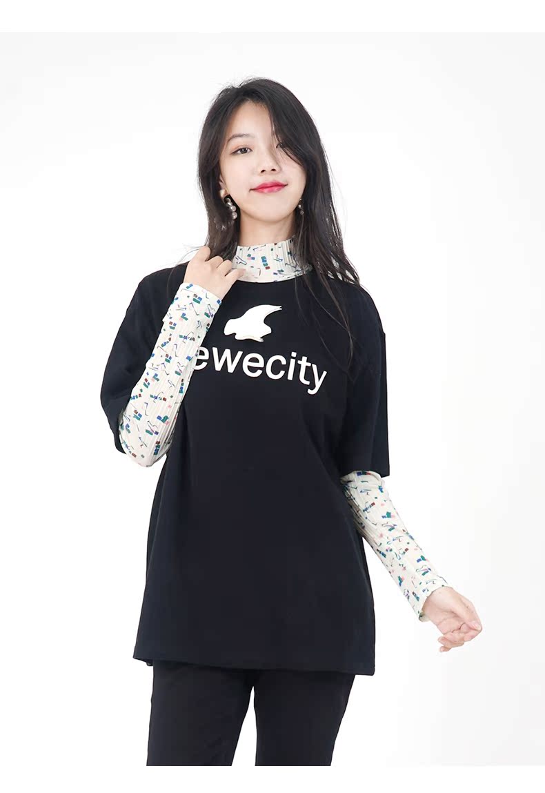 オーバーサイズTシャツ 鳥モチーフ ゆったりカジュアル半袖