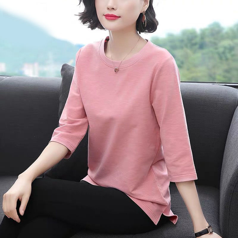 オーバーサイズTシャツ 七分袖ゆったりシルエット上品トップス