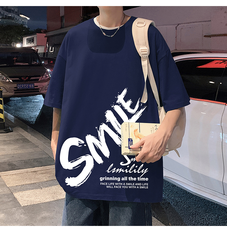 オーバーサイズTシャツ 微笑む心 筆文字デザイン 半袖
