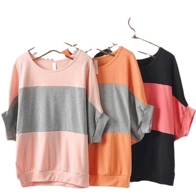 オーバーサイズTシャツ 配色切り替えゆったり半袖トップス
