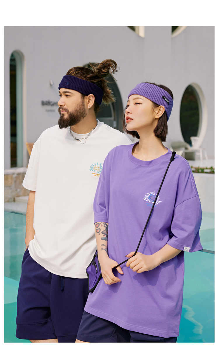 オーバーサイズTシャツ 夏空ワンポイント刺繍ゆったりＴシャツ