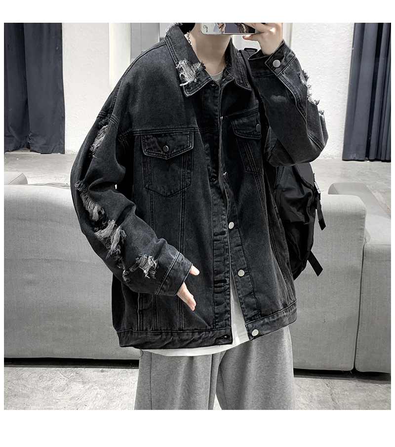 オーバーサイズTシャツ ダメージ加工デニムジャケット
