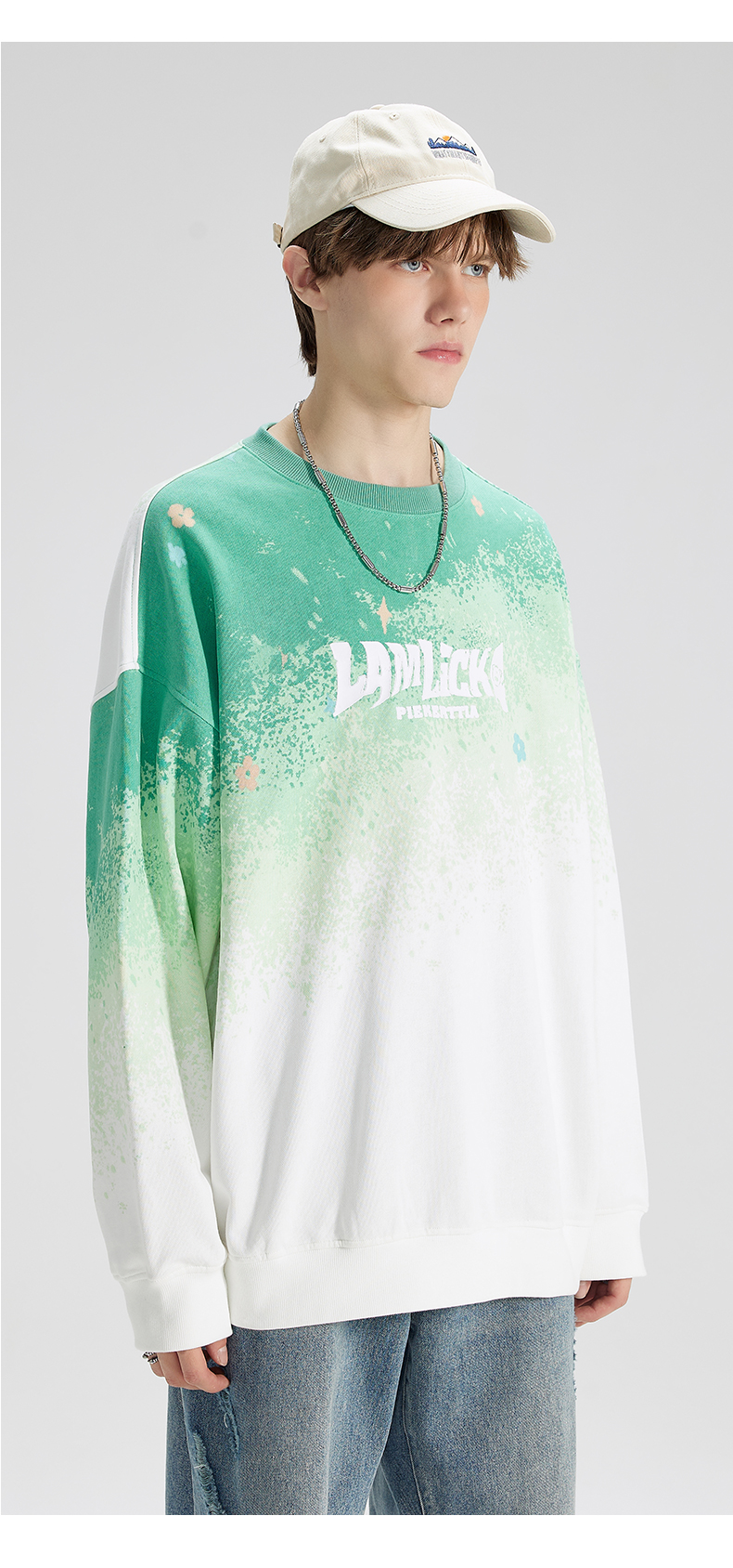 オーバーサイズTシャツ グラデーション染め風ゆったりセット