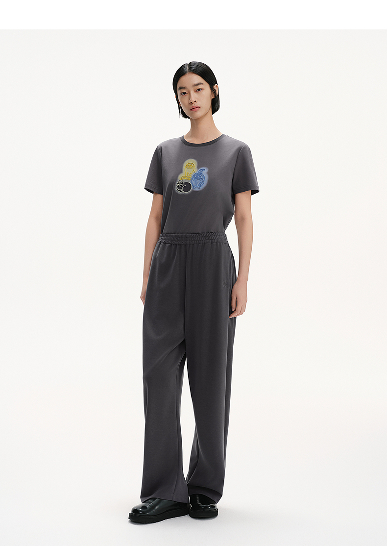 オーバーサイズTシャツ 芸術的イラスト入りゆるシルエット半袖