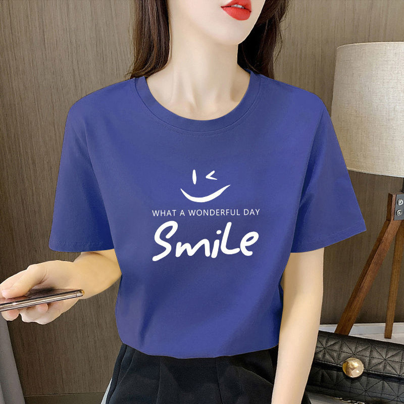 オーバーサイズTシャツ 笑顔メッセージゆったり半袖