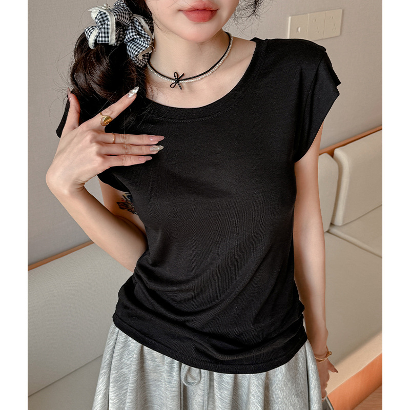 オーバーサイズTシャツ シンプル丸首フレンチスリーブ