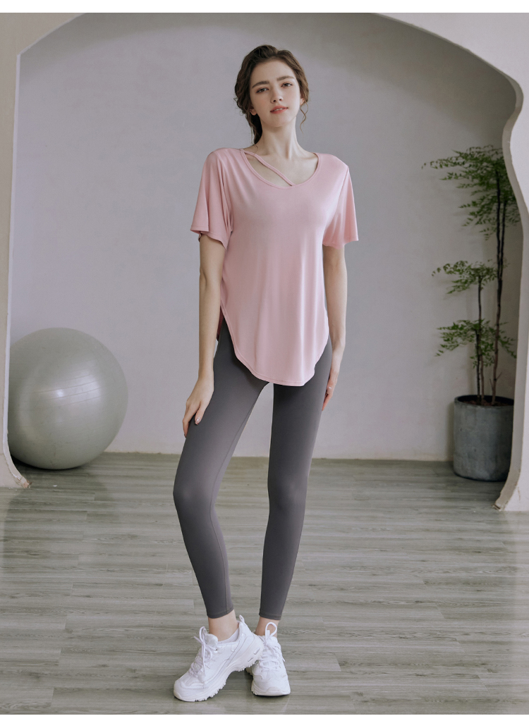 オーバーサイズTシャツ デザインネック ゆったりスポーツセット