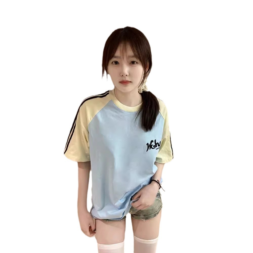 オーバーサイズTシャツ バイカラーラグラン切替ゆるシルエット