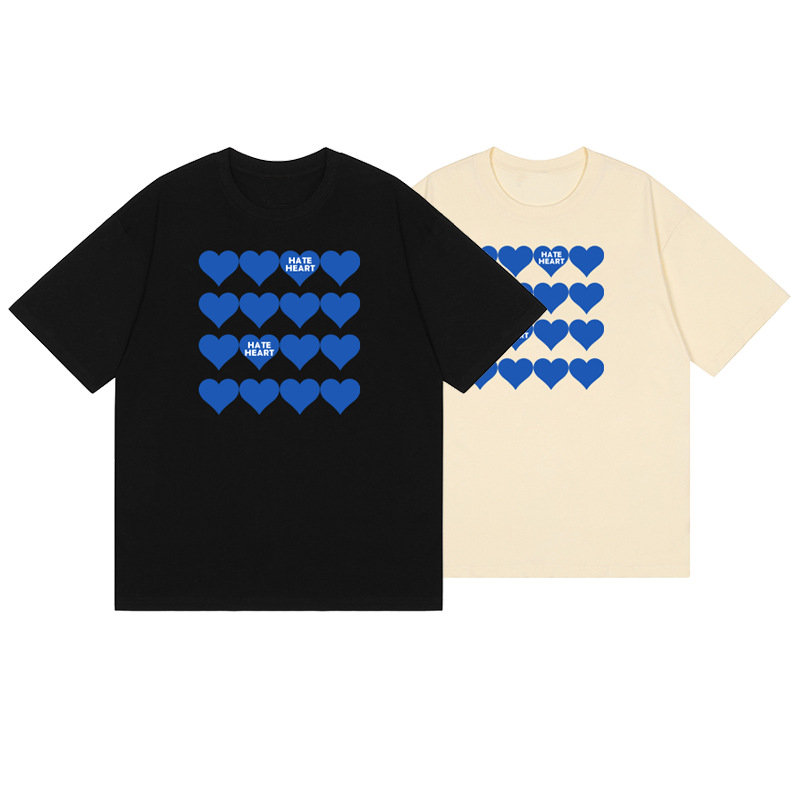 オーバーサイズTシャツ 心並べデザインゆったり半袖