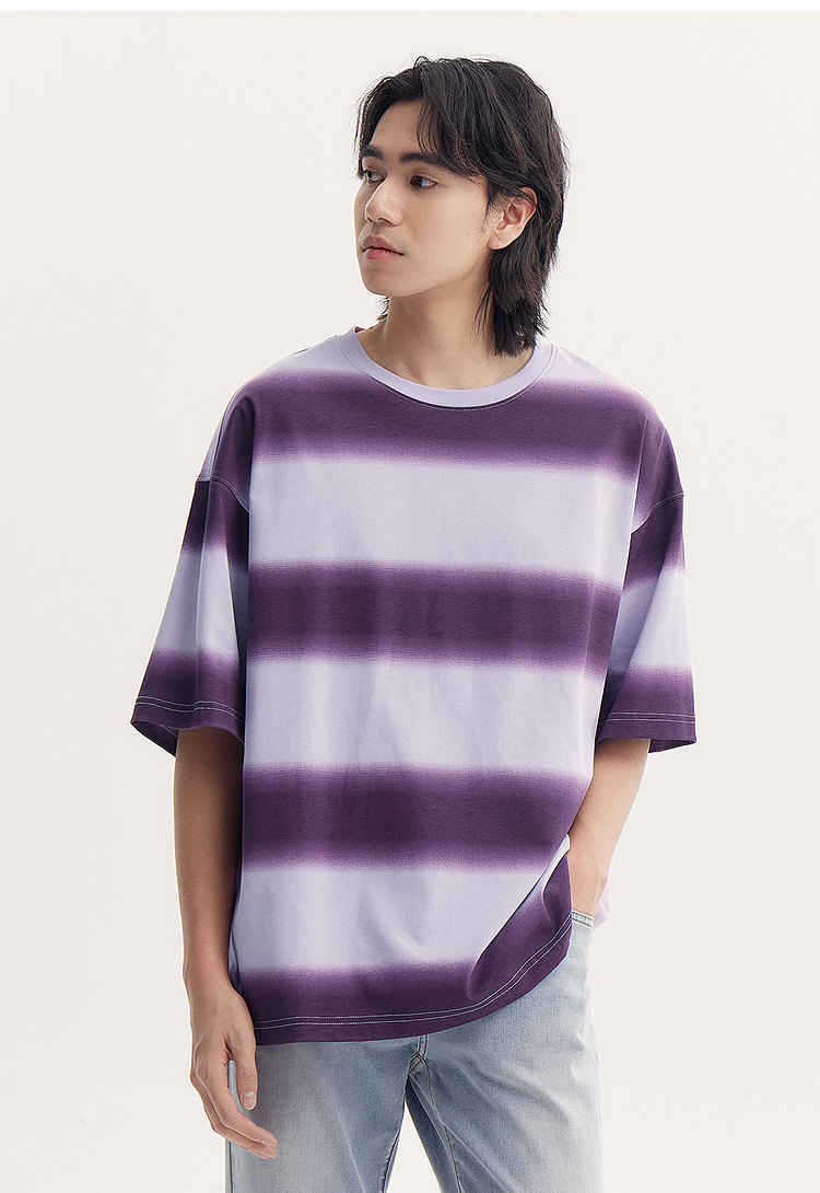 オーバーサイズTシャツ ぼかしボーダーオーバーシルエット