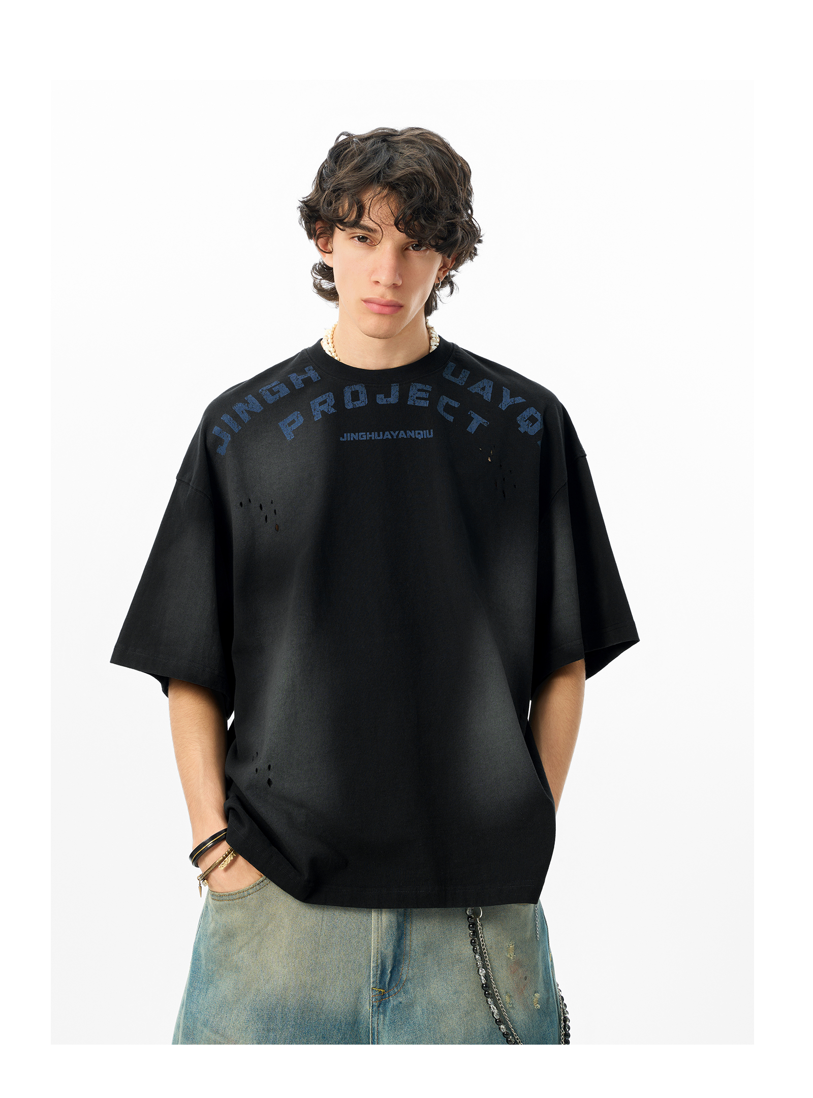 オーバーサイズTシャツ ユーズド風 文字デザイン ゆったりＴシャツ