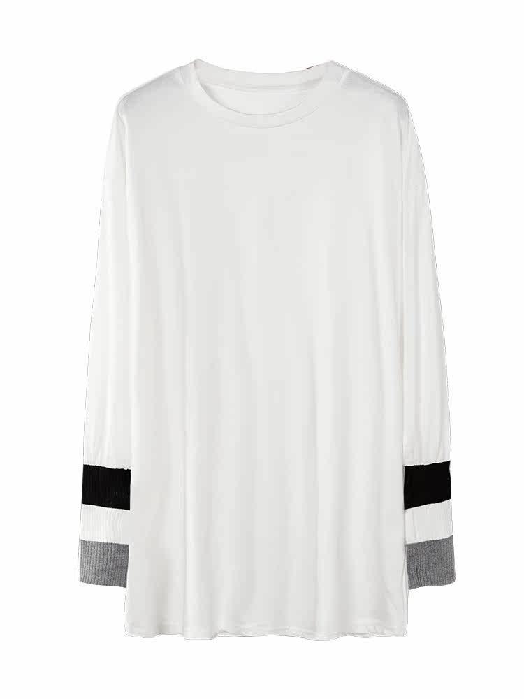 オーバーサイズTシャツ 配色リブ袖口切替長袖