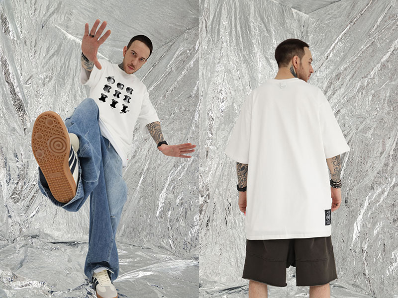 オーバーサイズTシャツ 月の満ち欠け柄 オーバーサイズ半袖Tシャツ 男女兼用 全7色