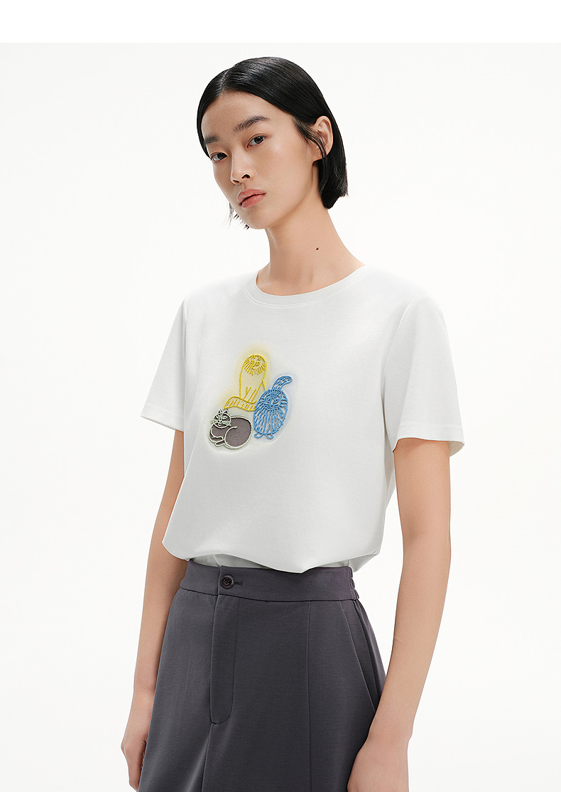 オーバーサイズTシャツ 芸術的イラスト入りゆるシルエット半袖
