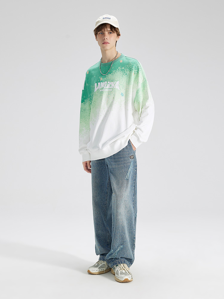 オーバーサイズTシャツ グラデーション染め風ゆったりセット