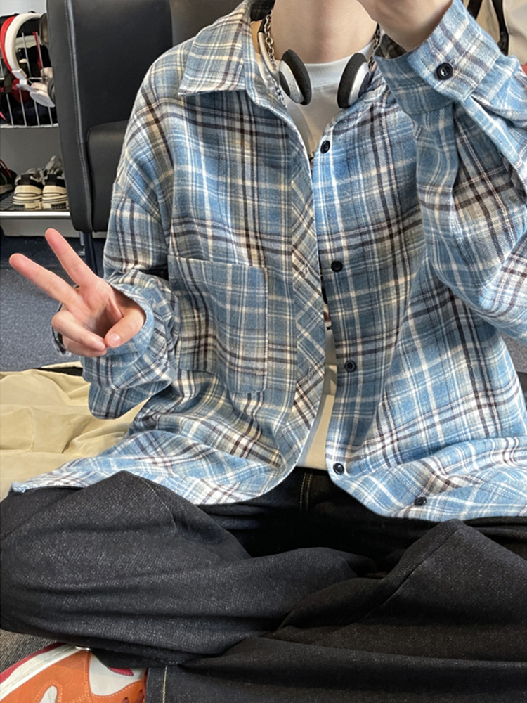 オーバーサイズTシャツ 格子柄ゆったりシャツ