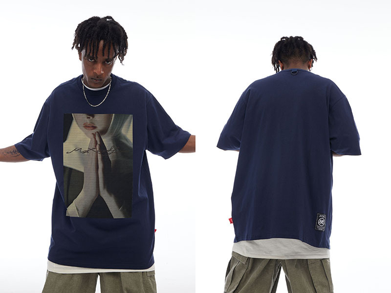 オーバーサイズTシャツ 人物写真プリント オーバーサイズ半袖シャツ 男女兼用 全七色