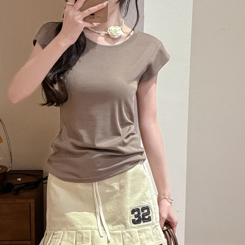 オーバーサイズTシャツ シンプル丸首フレンチスリーブ
