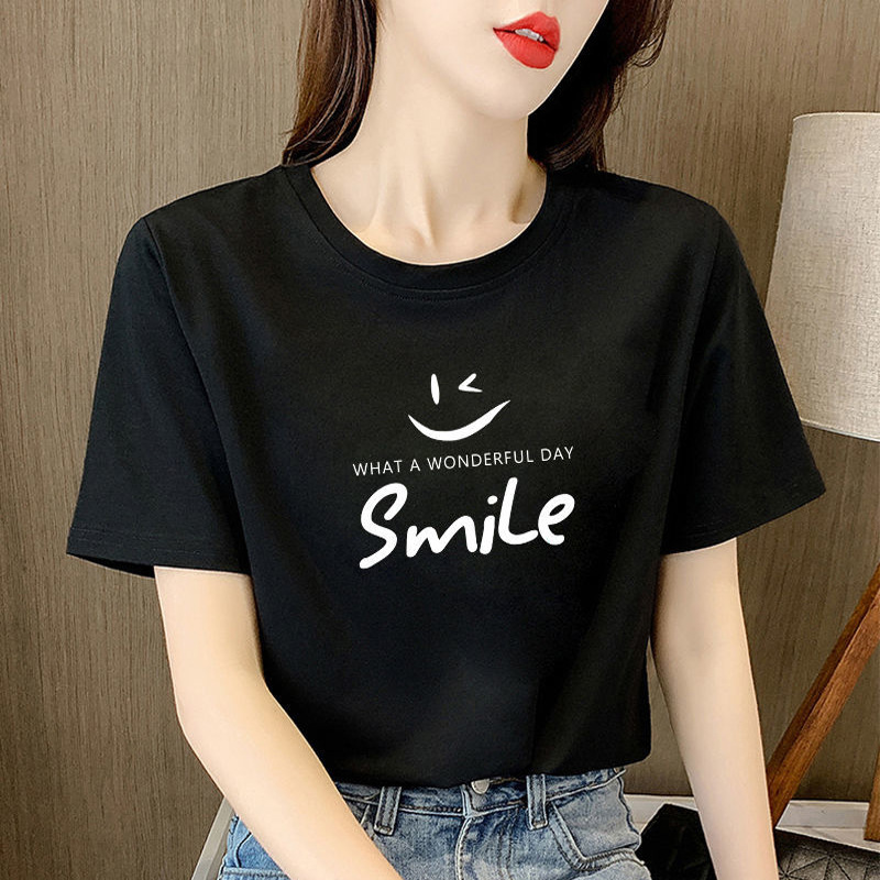 オーバーサイズTシャツ 笑顔メッセージゆったり半袖
