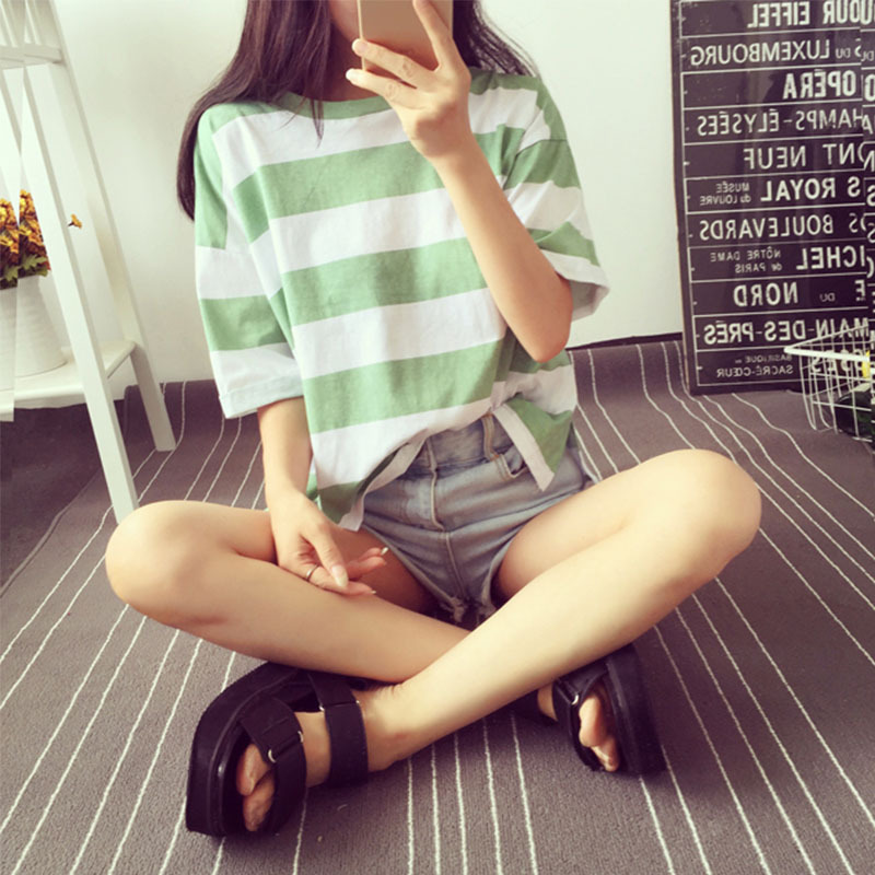 オーバーサイズTシャツ 太ボーダーゆったりシルエット半袖