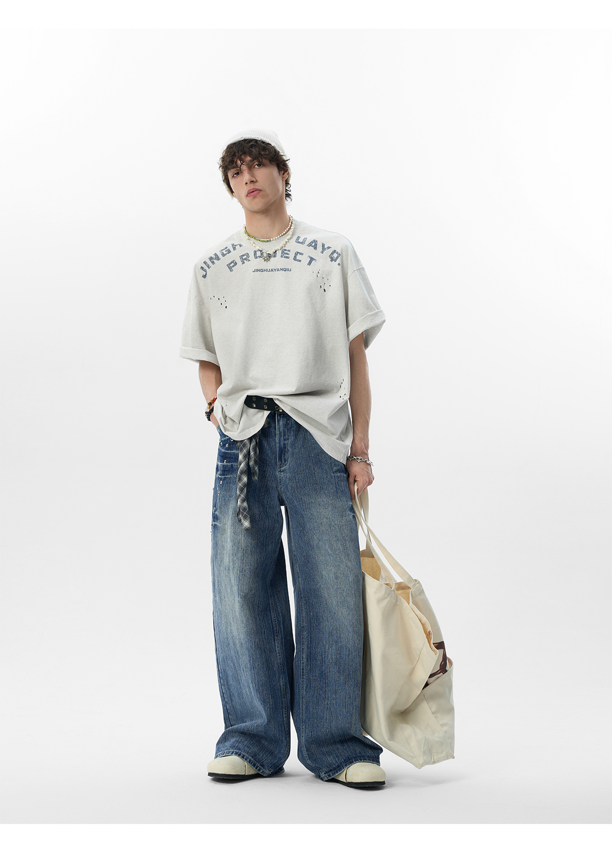 オーバーサイズTシャツ ユーズド風 文字デザイン ゆったりＴシャツ