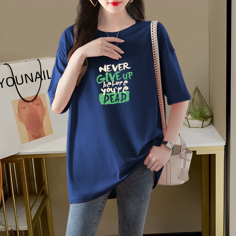 オーバーサイズTシャツ 前向きメッセージ レディースゆったりTシャツ