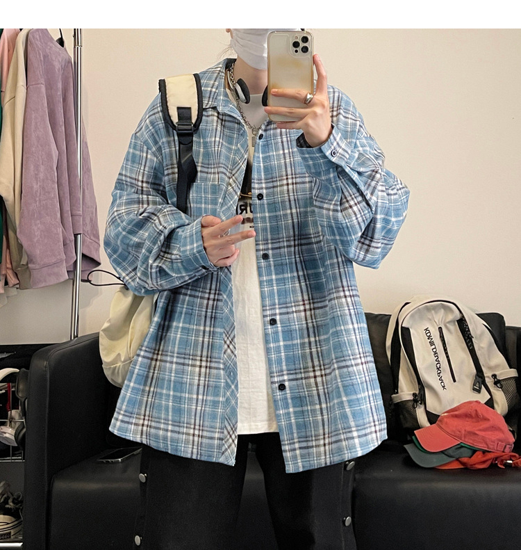 オーバーサイズTシャツ 格子柄ゆったりシャツ
