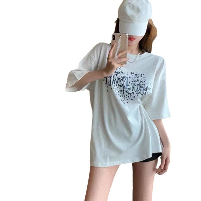 オーバーサイズTシャツ きらめく粒模様ゆったりトップス