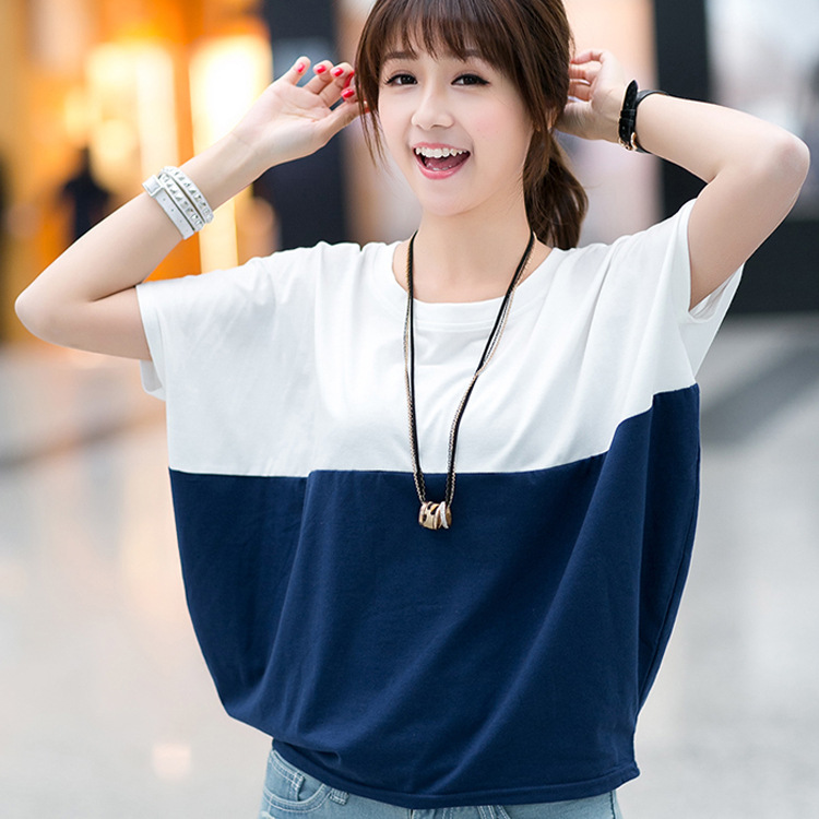 オーバーサイズTシャツ バイカラー切り替えドルマンプルオーバー