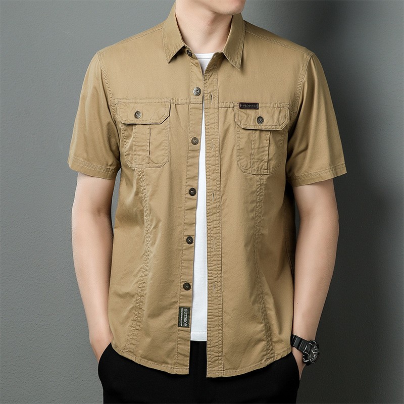 オーバーサイズTシャツ ミリタリー風ダブルポケットシャツ