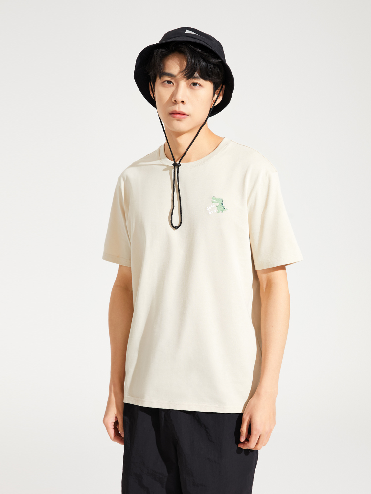 オーバーサイズTシャツ ワンポイント恐竜刺繍ゆったり半袖