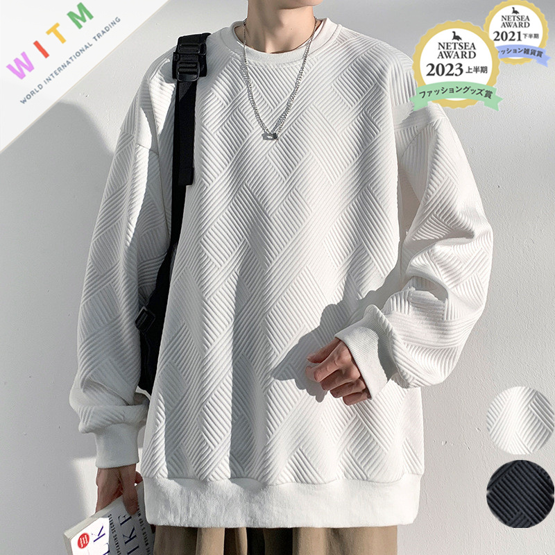 オーバーサイズTシャツ 幾何学模様プルオーバー長袖オーバーサイズトップス