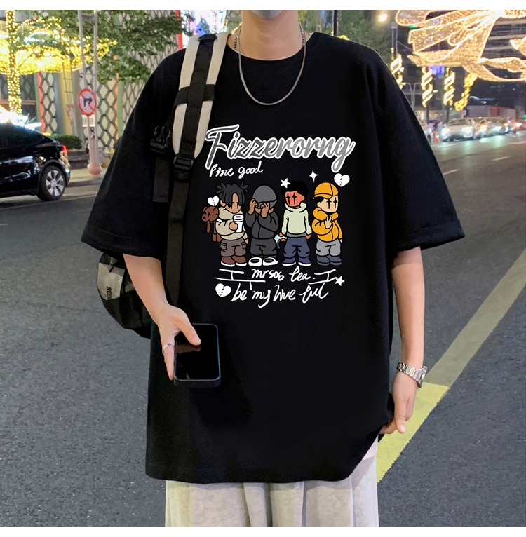 オーバーサイズTシャツ ストリート風キャラクターイラスト半袖