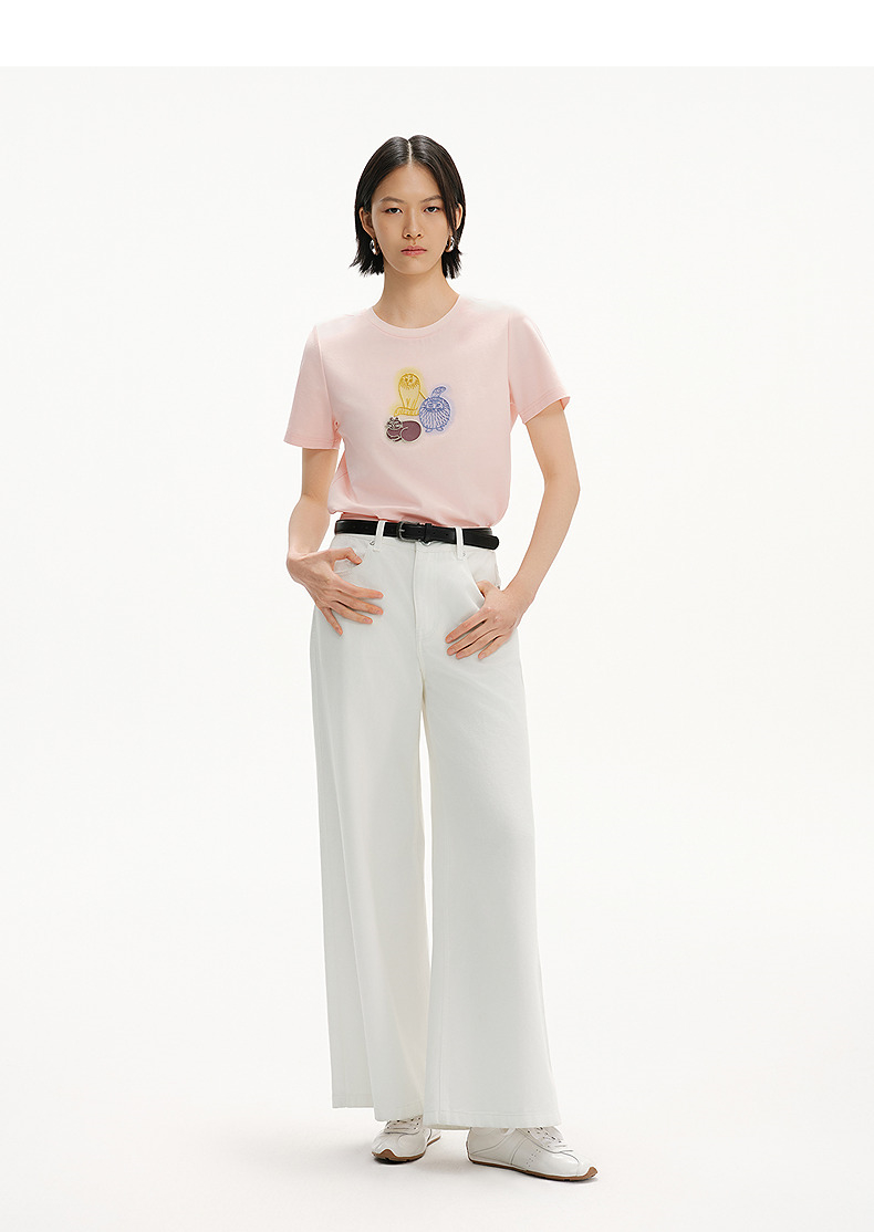 オーバーサイズTシャツ 芸術的イラスト入りゆるシルエット半袖