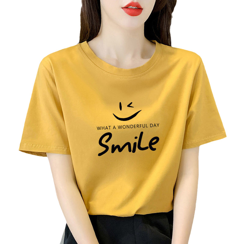 オーバーサイズTシャツ 笑顔メッセージゆったり半袖
