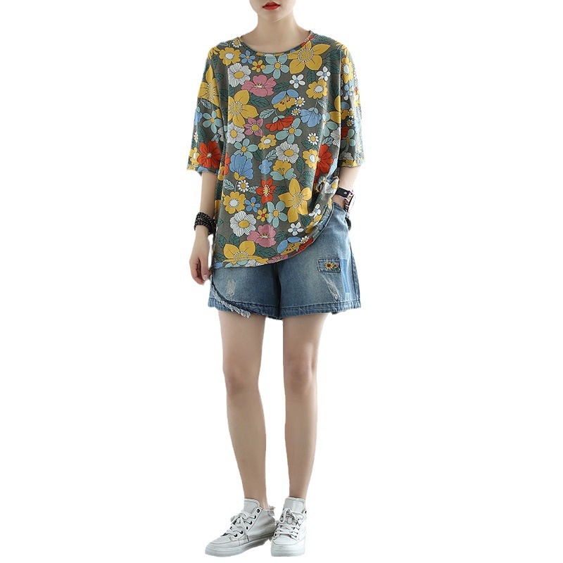 オーバーサイズTシャツ 花園の詩 ゆったりトップス