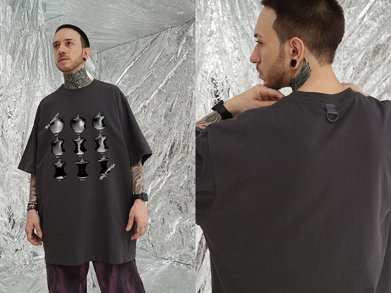 オーバーサイズTシャツ 月の満ち欠け柄 オーバーサイズ半袖Tシャツ 男女兼用 全7色