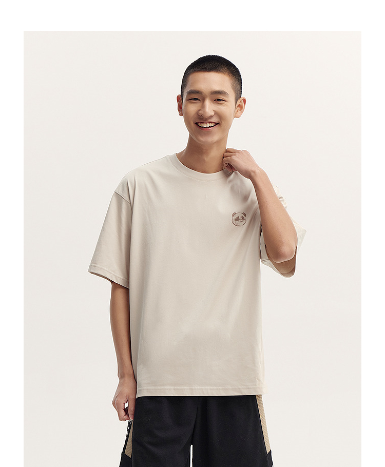 オーバーサイズTシャツ パンダ刺繍ゆったりシルエット半袖