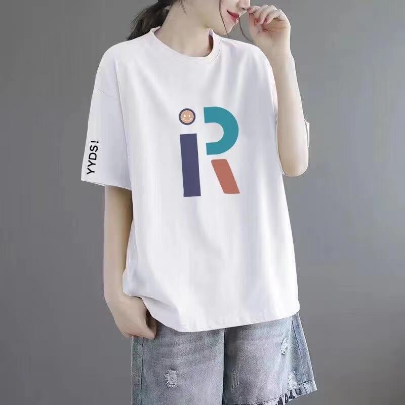 オーバーサイズTシャツ イラスト柄ゆったりカジュアル半袖