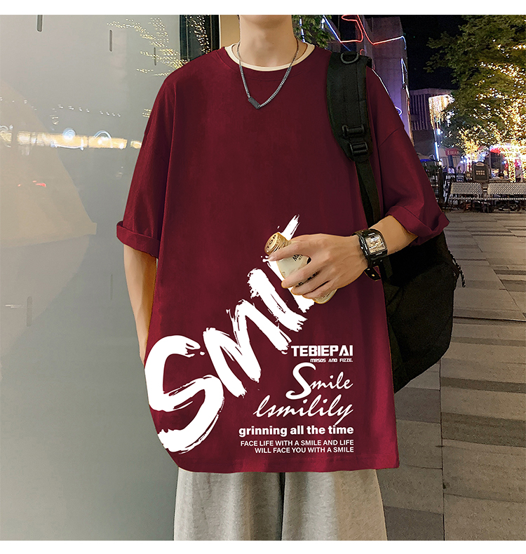 オーバーサイズTシャツ 微笑む心 筆文字デザイン 半袖